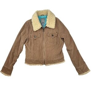 BB Dakota Corduroy Sherpa Lined Trucker Jacket Tan Size L ranch cowgirl western